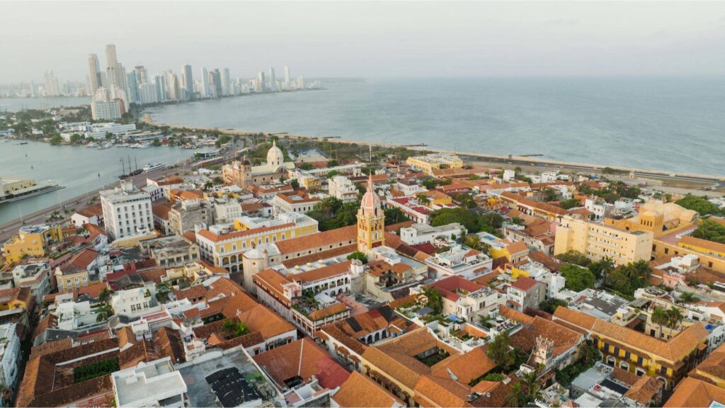 Cartagena Colombia old and new city view